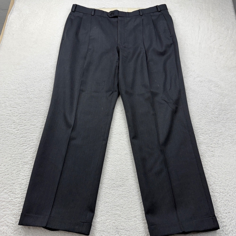 Brooks Brothers 346 Mens Gray Wool Pleated Dress Pants Size 38x30